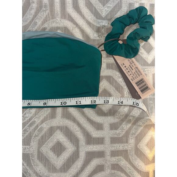 Gottex Au Naturel Reversible Bikini Swim Top Size 8 V-Neck‎ Solid Green Double - Picture 4 of 7